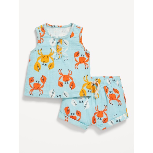 올드네이비 Unisex Double-Weave Tank Top and Shorts Set for Baby