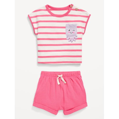 올드네이비 Striped Short-Sleeve Pocket Top and Shorts Set for Baby