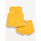 Unisex Double-Weave Tank Top and Shorts Set for Baby