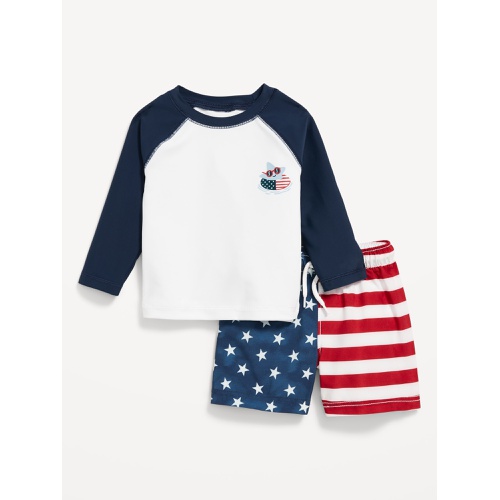 올드네이비 Americana Rashguard Graphic Swim Top and Trunks for Baby