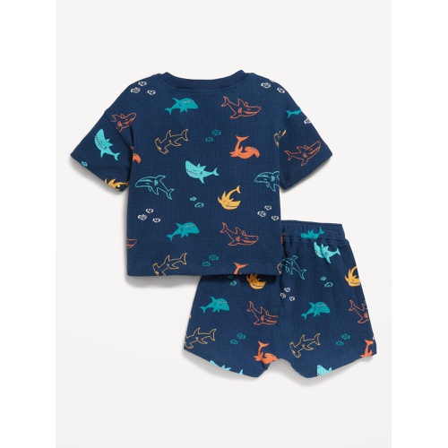 올드네이비 Printed Thermal-Knit Pocket T-Shirt and Shorts Set for Baby