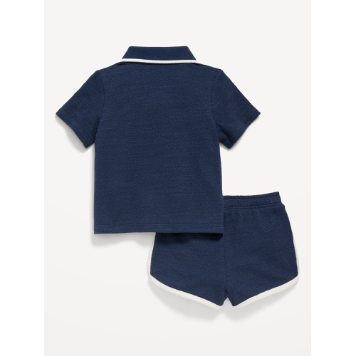 올드네이비 Textured-Knit Collared Pocket Shirt and Shorts Set for Baby Hot Deal