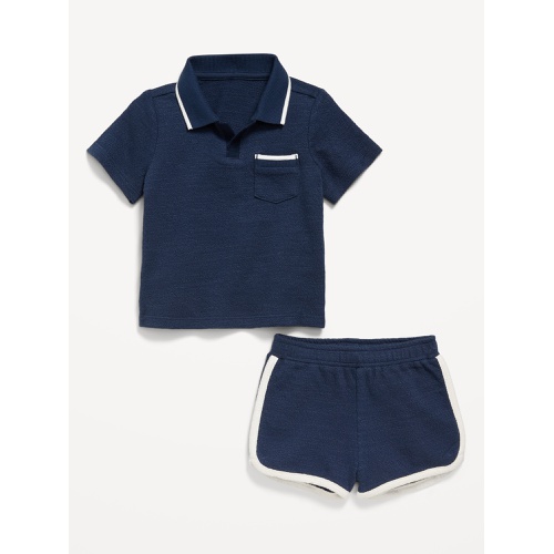 올드네이비 Textured-Knit Collared Pocket Shirt and Shorts Set for Baby