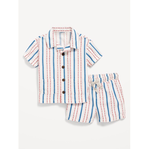 올드네이비 Printed Textured Shirt and Shorts Set for Baby