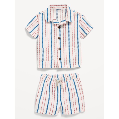 올드네이비 Printed Textured Shirt and Shorts Set for Baby