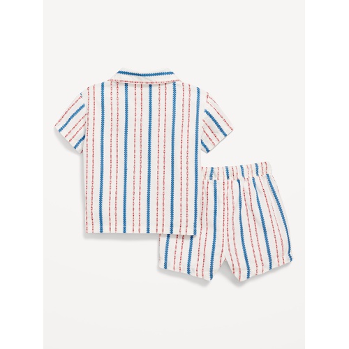 올드네이비 Printed Textured Shirt and Shorts Set for Baby