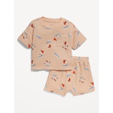 Printed Thermal-Knit Pocket T-Shirt and Shorts Set for Baby Hot Deal