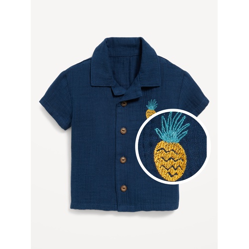 올드네이비 Short-Sleeve Embroidered Camp Shirt for Baby