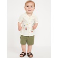 Short-Sleeve Linen-Blend Graphic Camp Shirt for Baby