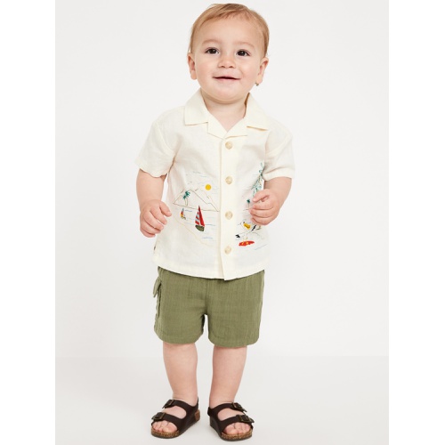 올드네이비 Short-Sleeve Linen-Blend Graphic Camp Shirt for Baby
