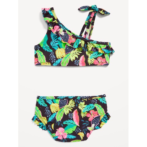 올드네이비 One-Shoulder Printed Ruffle-Trim Swim Set for Toddler Girls