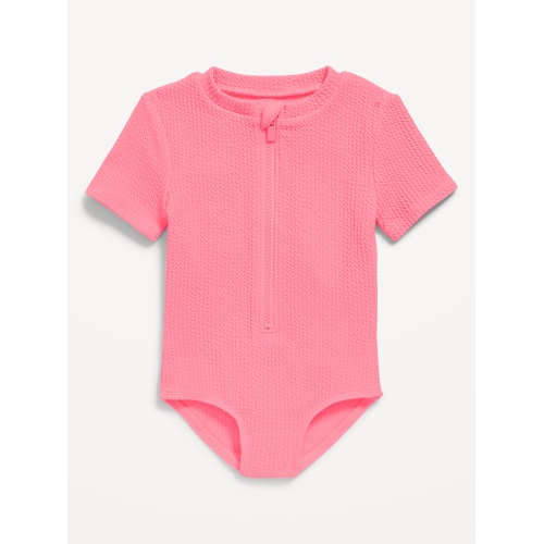 올드네이비 Textured Zip-Front Rashguard One-Piece Swimsuit for Toddler Girls