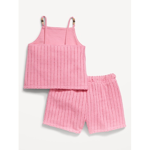 올드네이비 Crochet-Knit Beaded Tank Top and Shorts Set for Toddler Girls Hot Deal
