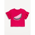 Short-Sleeve Crochet-Knit Graphic Top for Toddler Girls