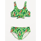 Printed Tie-Front Bikini Swim Set for Girls