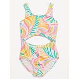 Printed Cutout One-Piece Swimsuit for Girls