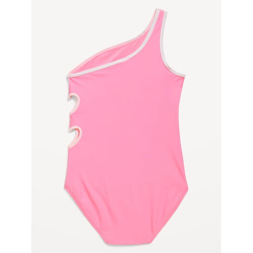 올드네이비 One-Shoulder Side-Cutout One-Piece Swimsuit for Girls