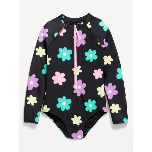 올드네이비 Printed Zip-Front One-Piece Rashguard Swimsuit for Girls