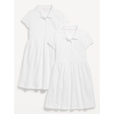 School Uniform Fit and Flare Pique Polo Dress 2-Pack for Girls