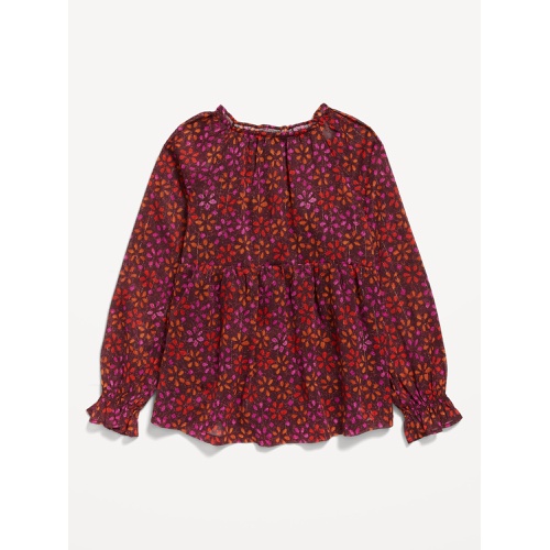 올드네이비 Long-Sleeve Printed Chiffon Top for Girls