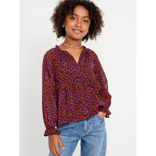 올드네이비 Long-Sleeve Printed Chiffon Top for Girls