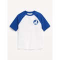 Short Raglan-Sleeve Rashguard Swim Top for Boys