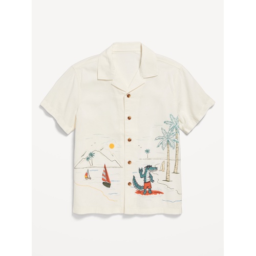 올드네이비 Short-Sleeve Graphic Camp Shirt for Boys Hot Deal