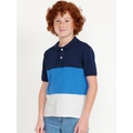 Short-Sleeve Color-Block Pique Polo Shirt for Boys