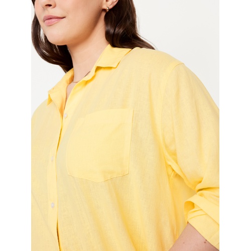 올드네이비 Linen-Blend Button-Down Boyfriend Shirt
