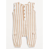 Sleeveless Henley Utility Pocket Jumpsuit for Baby Hot Deal
