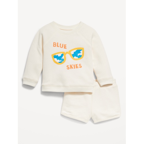 올드네이비 Crew-Neck Graphic Sweatshirt and Shorts Set for Baby