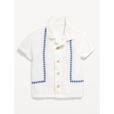 Short-Sleeve Textured Double-Weave Camp Shirt for Baby