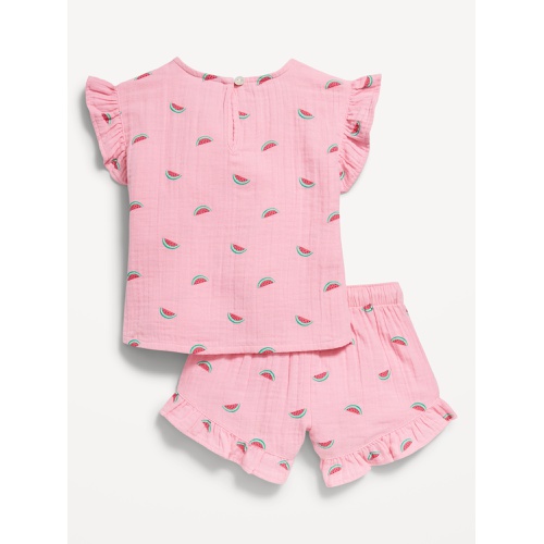 올드네이비 Short-Sleeve Ruffled Top and Shorts Set for Toddler Girls Hot Deal