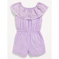 Ruffled-Trim Embroidered Romper for Toddler Girls Hot Deal