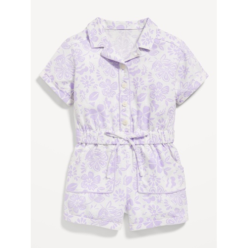 올드네이비 Short-Sleeve Linen-Blend Tie-Front Romper for Toddler Girls Hot Deal