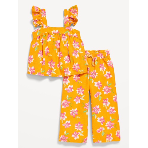 올드네이비 Sleeveless Linen-Blend Top and Wide-Leg Pants Set for Toddler Girls Hot Deal