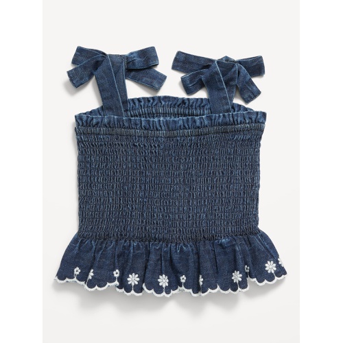 올드네이비 Sleeveless Bow-Tie Smocked Jean Top for Toddler Girls