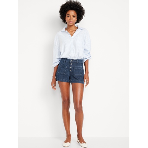 올드네이비 High-Waisted Jean Trouser Shorts -- 3-inch inseam