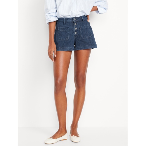 올드네이비 High-Waisted Jean Trouser Shorts -- 3-inch inseam