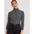 Fitted Plush Rib-Knit Turtleneck