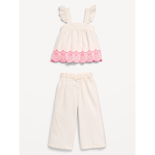 올드네이비 Sleeveless Linen-Blend Top and Wide-Leg Pants Set for Toddler Girls Hot Deal