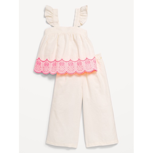 올드네이비 Sleeveless Linen-Blend Top and Wide-Leg Pants Set for Toddler Girls Hot Deal