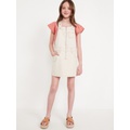 Zip-Front Pocket Skirtall Dress for Girls