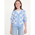 Printed Button-Front Cardigan Sweater for Girls