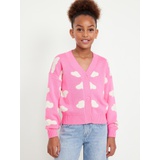 Printed Button-Front Cardigan Sweater for Girls