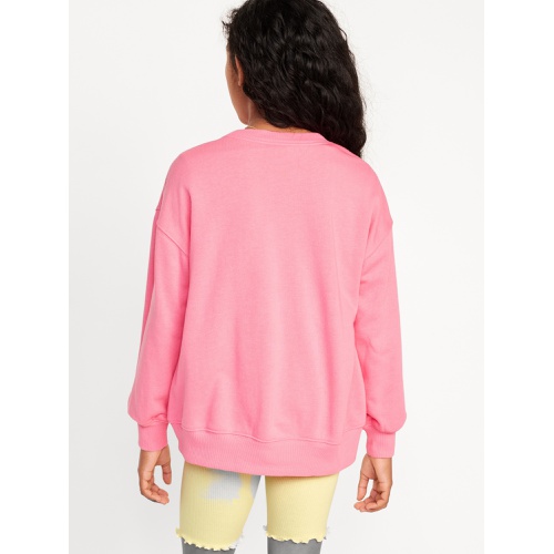 올드네이비 Oversized Crew-Neck Graphic Tunic Sweatshirt for Girls Hot Deal