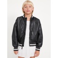 Water-Resistant Zip-Front Bomber Jacket for Girls