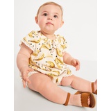 Flutter-Sleeve Scallop-Trim Top and Shorts Set for Baby