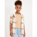 Long-Sleeve Hooded Flannel Shirt for Girls