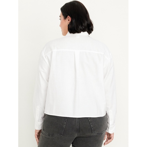 올드네이비 Button-Down Oxford Crop Shirt